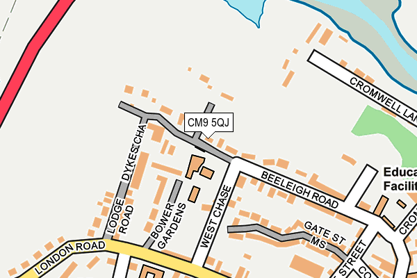 CM9 5QJ map - OS OpenMap – Local (Ordnance Survey)