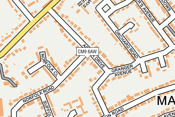 CM9 6AW map - OS OpenMap – Local (Ordnance Survey)