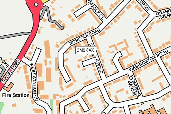 CM9 6AX map - OS OpenMap – Local (Ordnance Survey)