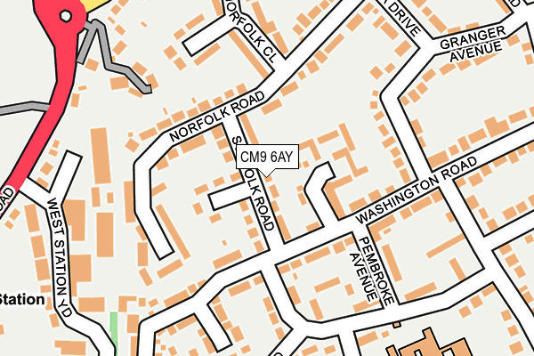 CM9 6AY map - OS OpenMap – Local (Ordnance Survey)