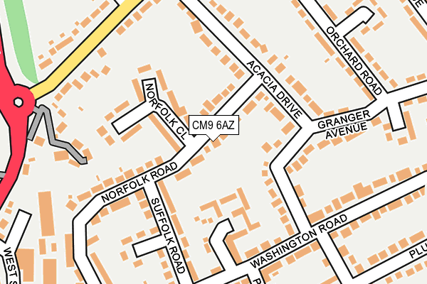 CM9 6AZ map - OS OpenMap – Local (Ordnance Survey)