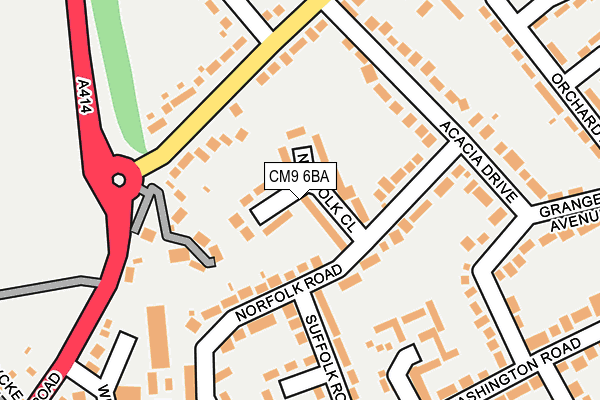 CM9 6BA map - OS OpenMap – Local (Ordnance Survey)