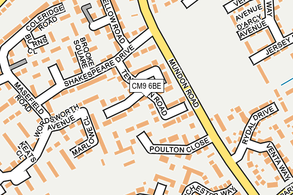 CM9 6BE map - OS OpenMap – Local (Ordnance Survey)