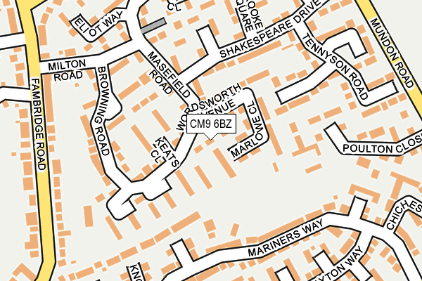 CM9 6BZ map - OS OpenMap – Local (Ordnance Survey)