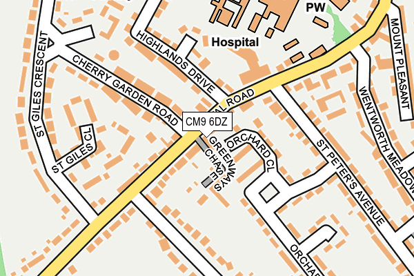 CM9 6DZ map - OS OpenMap – Local (Ordnance Survey)