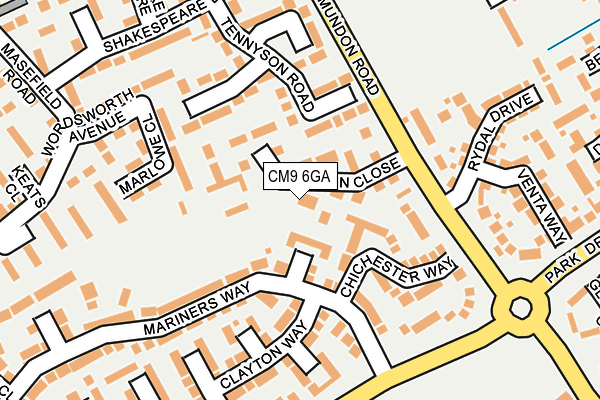 CM9 6GA map - OS OpenMap – Local (Ordnance Survey)