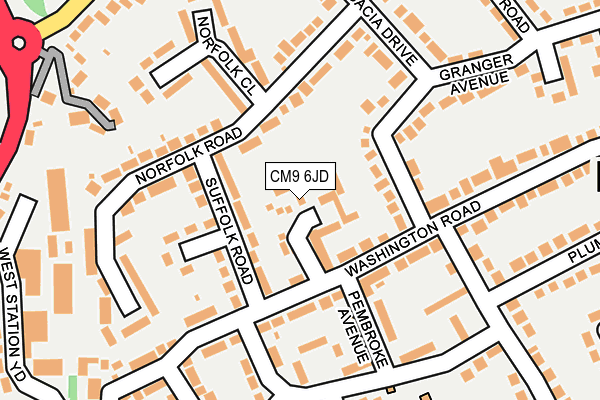 CM9 6JD map - OS OpenMap – Local (Ordnance Survey)