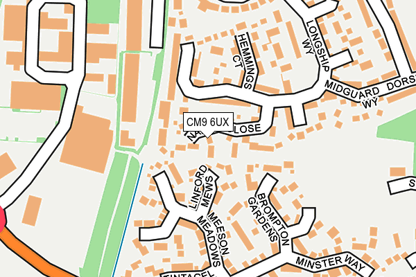 CM9 6UX map - OS OpenMap – Local (Ordnance Survey)