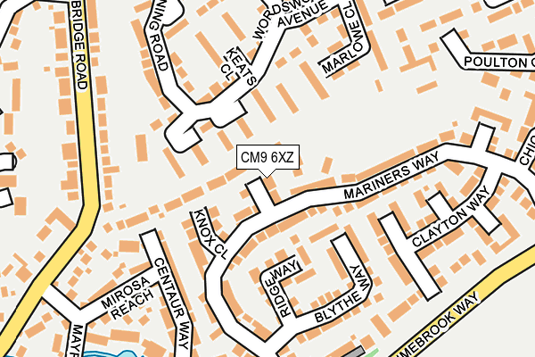 CM9 6XZ map - OS OpenMap – Local (Ordnance Survey)