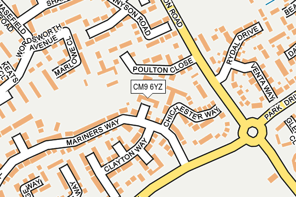 CM9 6YZ map - OS OpenMap – Local (Ordnance Survey)
