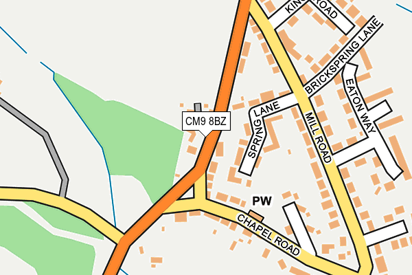 CM9 8BZ map - OS OpenMap – Local (Ordnance Survey)