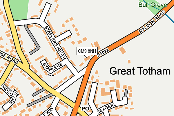Map of THE BULL AT GREAT TOTHAM LTD at local scale