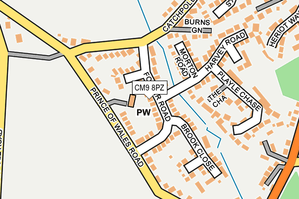 CM9 8PZ map - OS OpenMap – Local (Ordnance Survey)