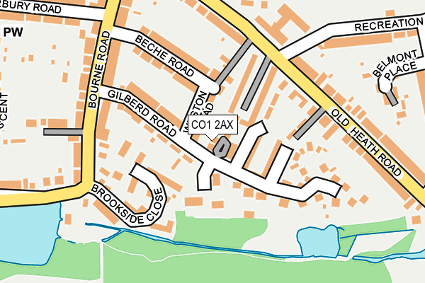 CO1 2AX map - OS OpenMap – Local (Ordnance Survey)