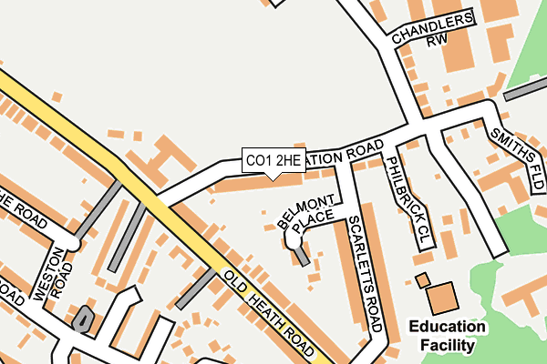 CO1 2HE map - OS OpenMap – Local (Ordnance Survey)