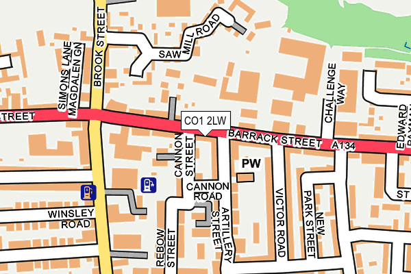 CO1 2LW map - OS OpenMap – Local (Ordnance Survey)