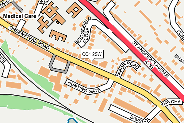 CO1 2SW map - OS OpenMap – Local (Ordnance Survey)