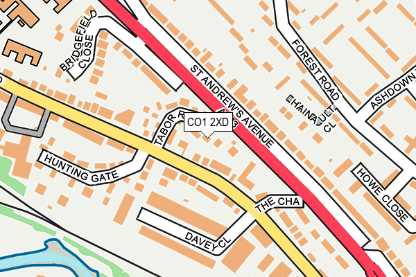 CO1 2XD map - OS OpenMap – Local (Ordnance Survey)