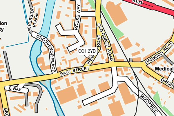 CO1 2YD map - OS OpenMap – Local (Ordnance Survey)