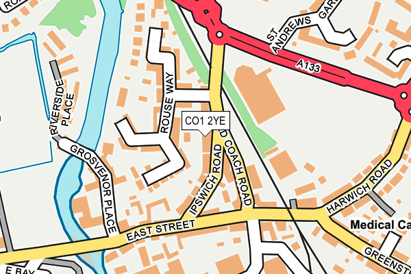 CO1 2YE map - OS OpenMap – Local (Ordnance Survey)