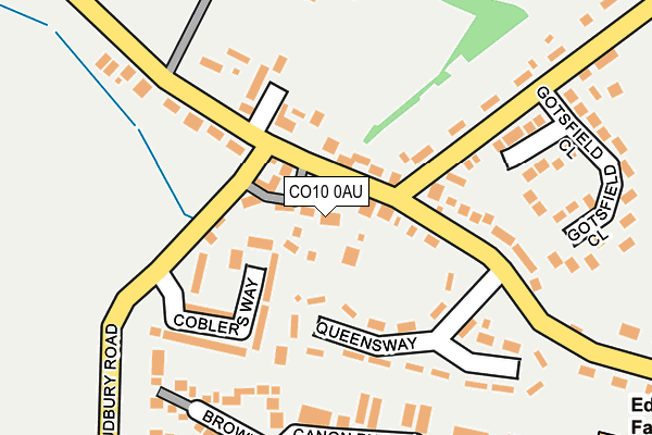 CO10 0AU map - OS OpenMap – Local (Ordnance Survey)