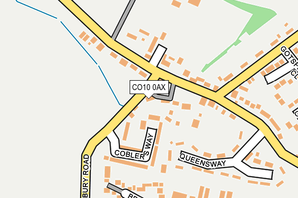 CO10 0AX map - OS OpenMap – Local (Ordnance Survey)