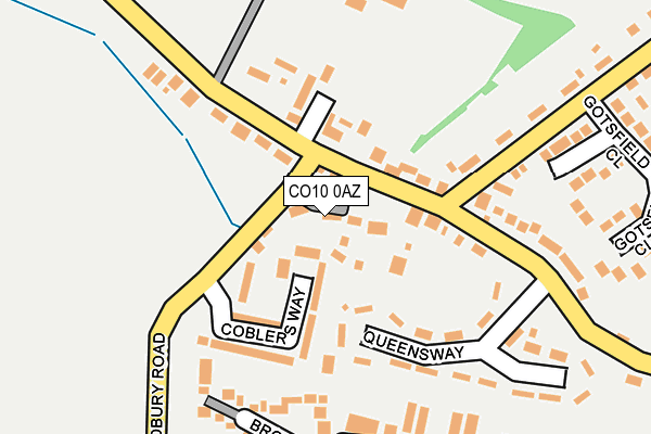 CO10 0AZ map - OS OpenMap – Local (Ordnance Survey)