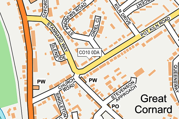 CO10 0DA map - OS OpenMap – Local (Ordnance Survey)