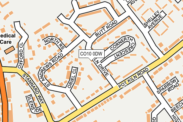 CO10 0DW map - OS OpenMap – Local (Ordnance Survey)