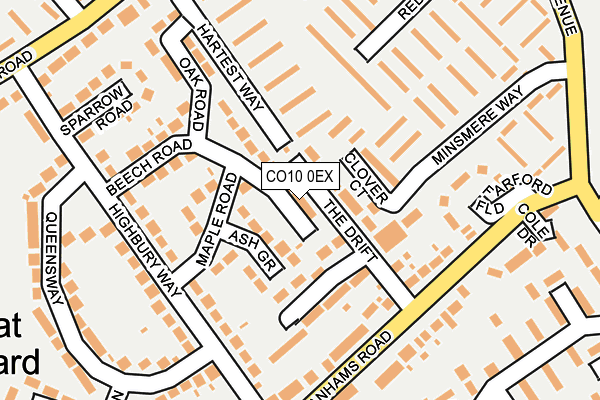 CO10 0EX map - OS OpenMap – Local (Ordnance Survey)