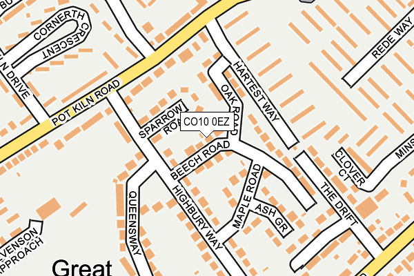 CO10 0EZ map - OS OpenMap – Local (Ordnance Survey)