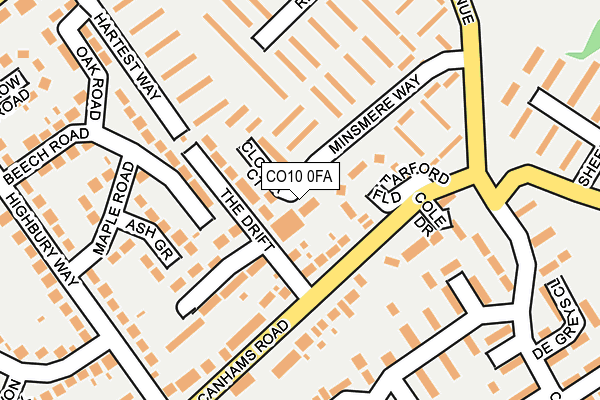 CO10 0FA map - OS OpenMap – Local (Ordnance Survey)