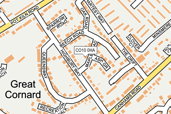 CO10 0HA map - OS OpenMap – Local (Ordnance Survey)