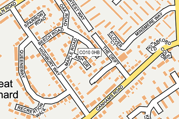 CO10 0HB map - OS OpenMap – Local (Ordnance Survey)