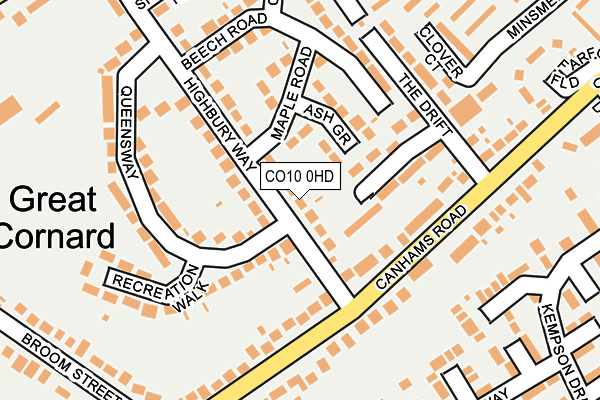 CO10 0HD map - OS OpenMap – Local (Ordnance Survey)