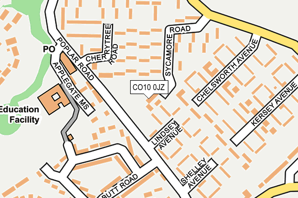 CO10 0JZ map - OS OpenMap – Local (Ordnance Survey)