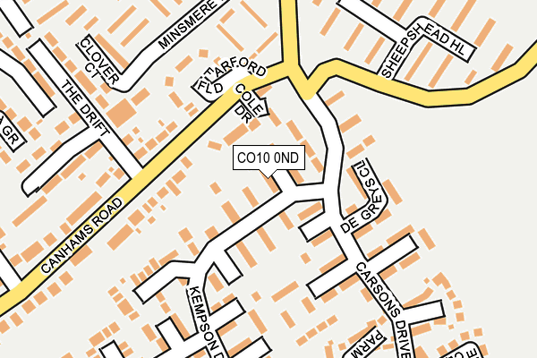 CO10 0ND map - OS OpenMap – Local (Ordnance Survey)