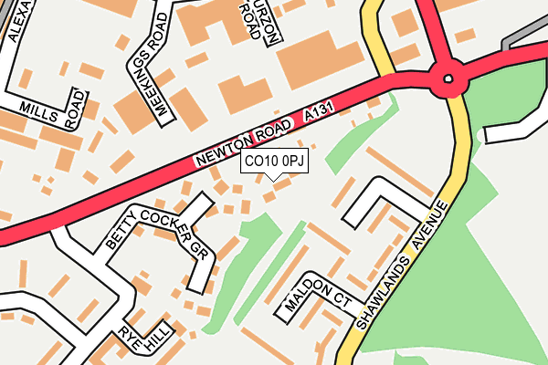 CO10 0PJ map - OS OpenMap – Local (Ordnance Survey)