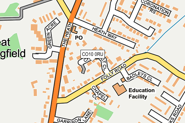 CO10 0RU map - OS OpenMap – Local (Ordnance Survey)
