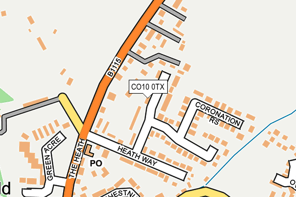 CO10 0TX map - OS OpenMap – Local (Ordnance Survey)