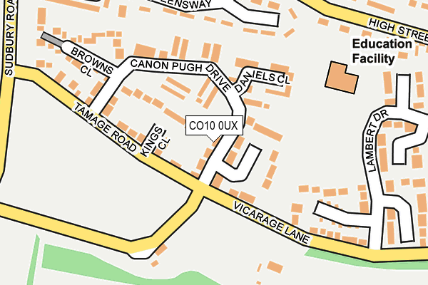 CO10 0UX map - OS OpenMap – Local (Ordnance Survey)