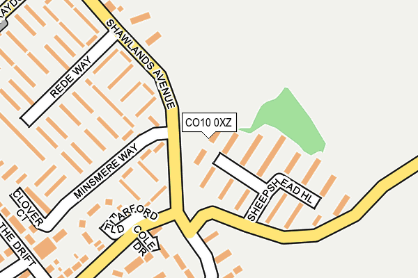 CO10 0XZ map - OS OpenMap – Local (Ordnance Survey)