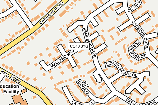 CO10 0YG map - OS OpenMap – Local (Ordnance Survey)
