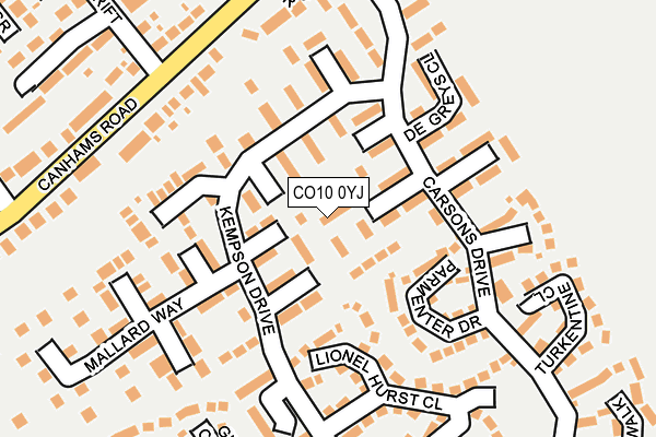 CO10 0YJ map - OS OpenMap – Local (Ordnance Survey)