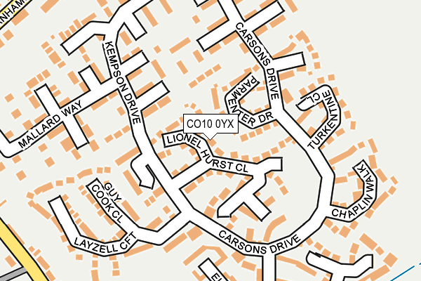 CO10 0YX map - OS OpenMap – Local (Ordnance Survey)