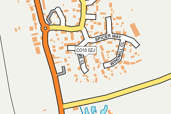 CO10 0ZJ map - OS OpenMap – Local (Ordnance Survey)