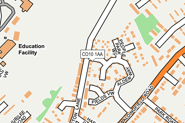 CO10 1AA map - OS OpenMap – Local (Ordnance Survey)