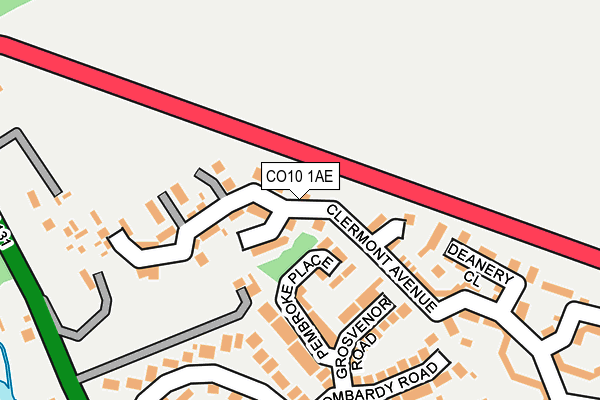 CO10 1AE map - OS OpenMap – Local (Ordnance Survey)