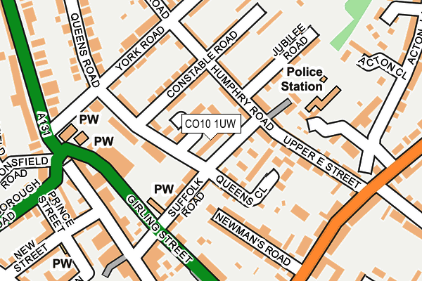 CO10 1UW map - OS OpenMap – Local (Ordnance Survey)