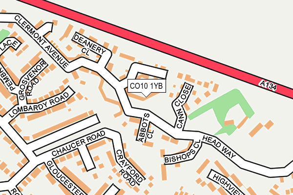 CO10 1YB map - OS OpenMap – Local (Ordnance Survey)